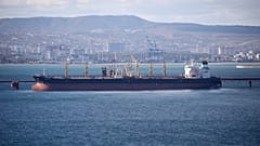An oil tanker is moored at the Sheskharis complex, part of Chernomortransneft JSC, a subsidiary of Transneft PJSC, in Novorossiysk, Russia, on Oct. 11, 2022. 