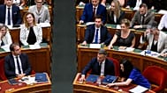Péter Magyar oraz minister spraw zagranicznych Anita Orbán głosują nad 17. poprawką do Ustawy Zasadniczej, Budapeszt, 13.07.2026 r.