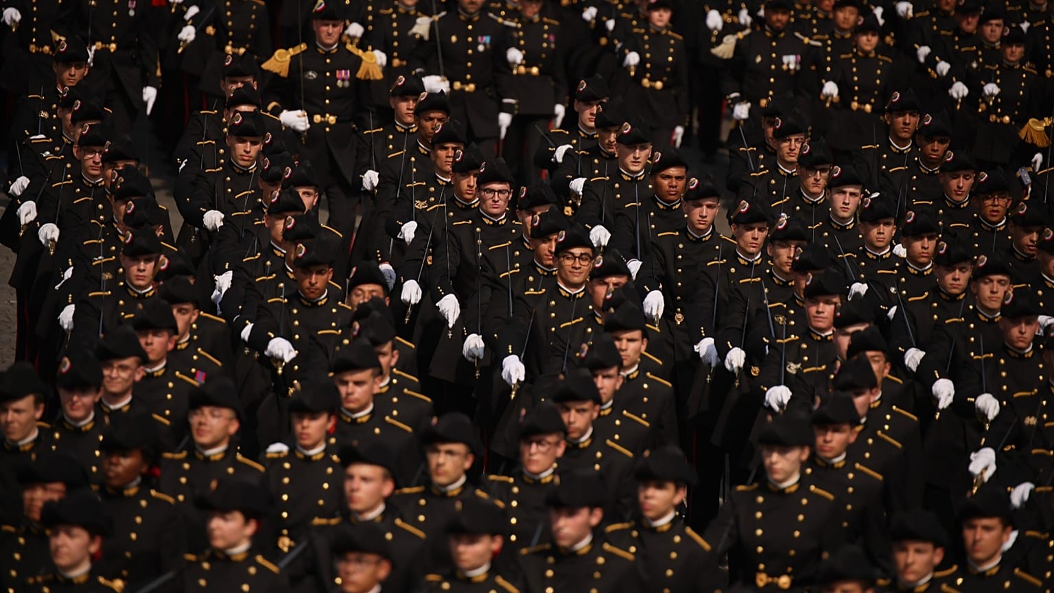 French soldiers march during the Bastille Day military parade in Paris, 14 July, 2026