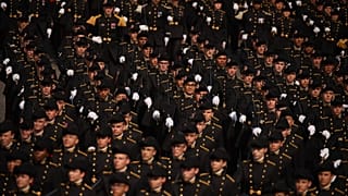 French soldiers march during the Bastille Day military parade in Paris, 14 July, 2026