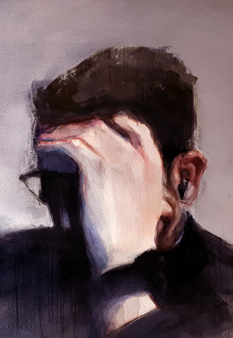 Κωστής- zoom, 2021, 71x36cm, μολύβια ακουαρέλας σε χαρτί 