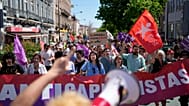 Antigos dirigentes do Bloco Esquerda durante a manifestação do Dia do Trabalhador, Lisboa, 1 de maio de 2023.