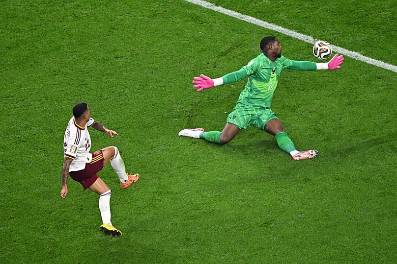 Spain's Pedro Porro scores their second goal against France goalkeeper Mike Maignan 