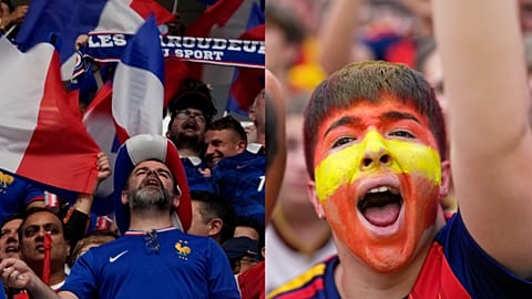 Kibice Les Bleus i La Roja