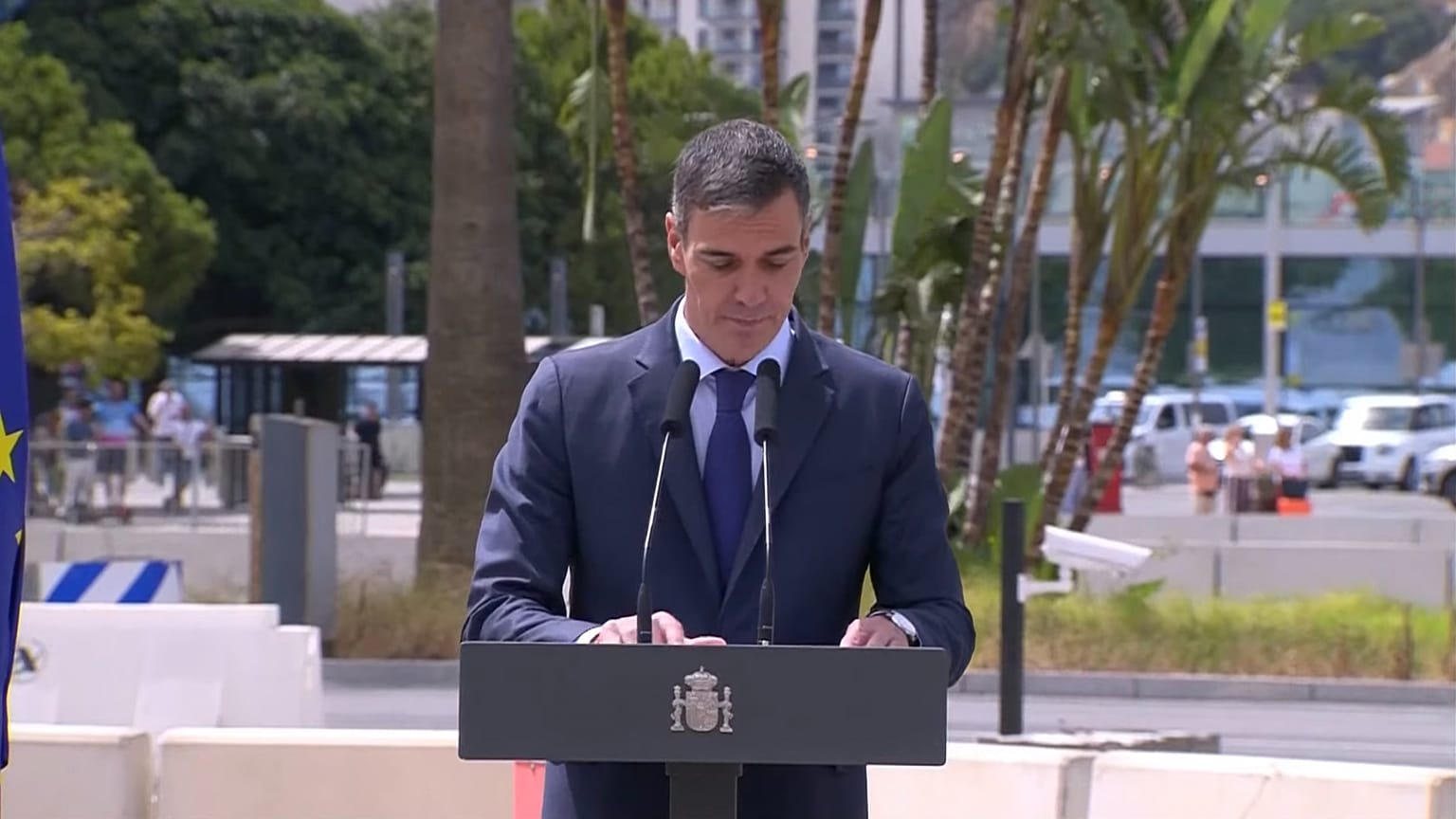 Pedro Sánchez preside el acto de demolición de la Verja de la Línea de la Concepción, miércoles 15 de julio de 2026.