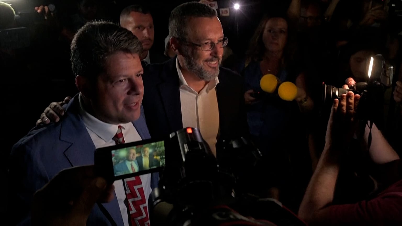 Chief Minister of Gibraltar and Leader of the Gibraltar Socialist Labour Party Fabian Picardo and Mayor of La Linea de la Concepción Jose Juan Franco