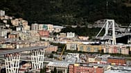 A view of the collapsed Morandi highway bridge in Genoa, Italy, Friday, Aug. 17, 2018