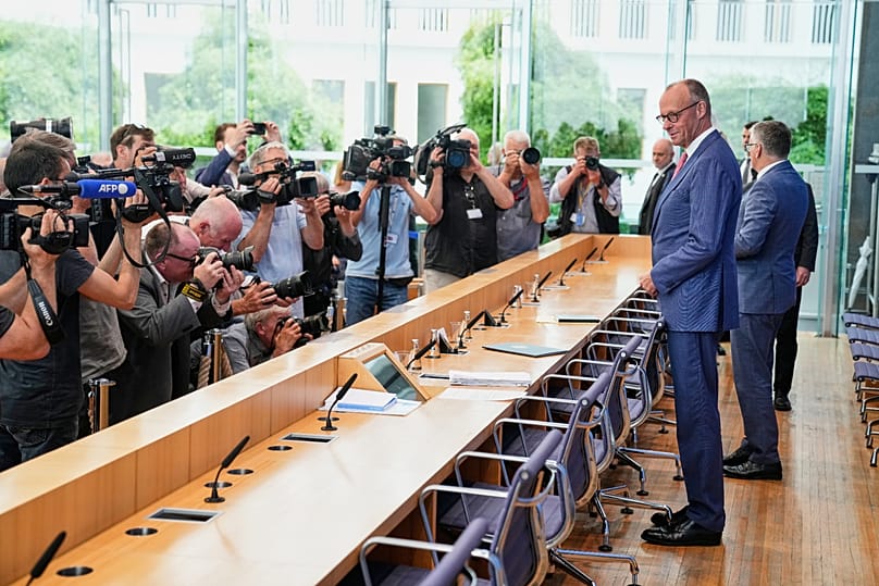 Kanzler Friedrich Merz zu Beginn der Sommerpressekonferenz am 15. Juli 2026 in Berlin