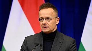 FILE - Ex-Hungarian Minister of Foreign Affairs Peter Szijjarto holds a press conference following a cabinet meeting in Budapest, Hungary, Wednesday, Feb. 18, 2026
