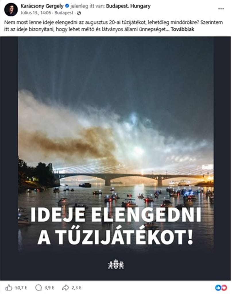 Karácsony Gergely főpolgármester bejegyzése