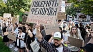 Ukrainians gather to denounce President Volodymyr Zelenskyy's decision to dismiss Defence Minister Mykhailo Fedorov after six months in the post, Kyiv, 16 July 2026