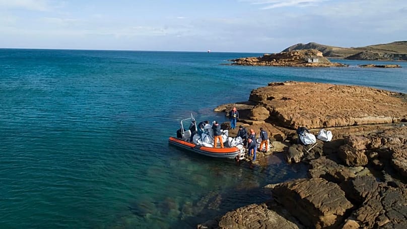 Volunteers clearing up the Greek coastline.
