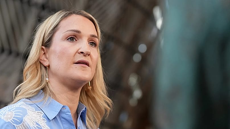 Ireland's Foreign Minister Helen McEntee speaks arrives for a meeting of EU foreign ministers in Brussels, Monday, 13 July, 2026.