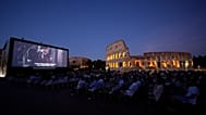 The open-air cinema across from the Colosseum in Rome, Italy