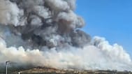 Vista del incendio forestal declarado en Lozoyuela, al norte de la Comunidad de Madrid. 16 de julio de 2026.