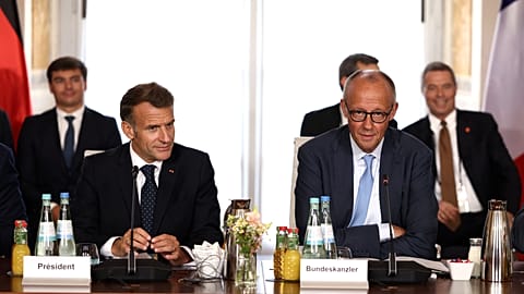 Emmanuel Macron and Friedrich Merz in Germany on 17 July 2026