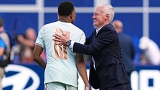 Kyllian Mbappé et Didier Deschamps lors de la victoire de la France face au Maroc, Boston, États-Unis, le 9 juillet 2026.