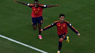 Ferran Torres celebra tras marcar el gol de su equipo durante la final de la Copa del Mundo de fútbol entre España y Argentina en East Rutherford, Nueva Jersey, el 19 de julio
