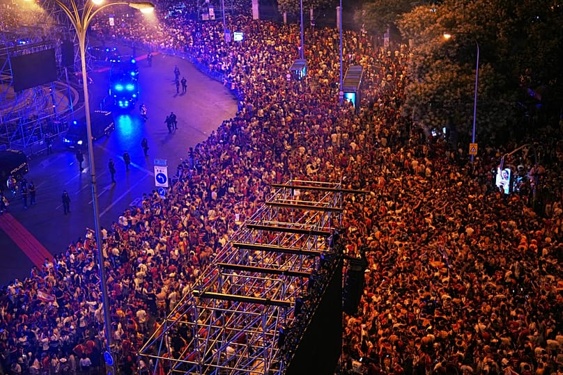 Świętowanie bramki Hiszpanii na ulicach Madrytu