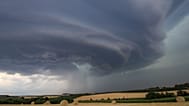 Gewitterwolken über Winnenden bei Stuttgart in Deutschland