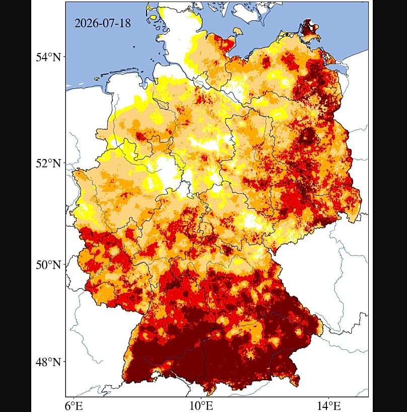 Der Dürremonitor für Deutschland vom 18. Juli 2026