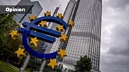 FILE - The Euro sculpture stands in front of the former headquarters of the European Central Bank (ECB) in Frankfurt, Germany, May 23, 2023.
