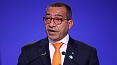 ARQUIVO (02.11.2021). O presidente de São Tomé e Príncipe, Carlos Manuel Vila Nova, intervém durante a Conferência das Nações Unidas sobre as Alterações Climáticas (COP26)