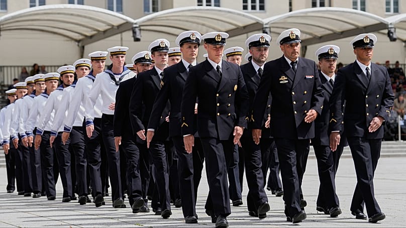 Rekruten am 20. Juli 2026 im Verteidigungsministerium in Berlin bei einer Vereidigungszeremonie der Bundeswehr