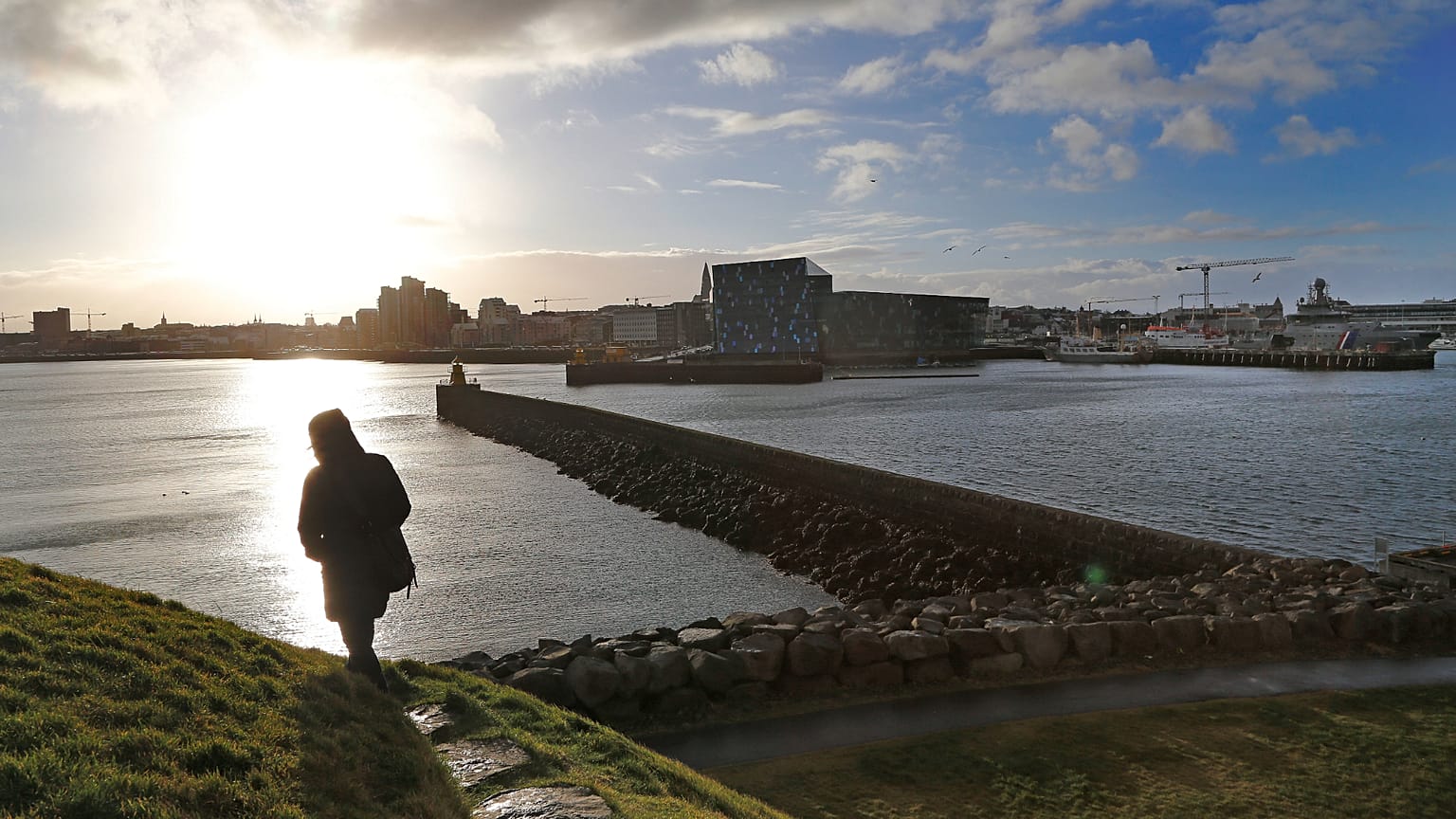 Vue du port de Reykjavik.