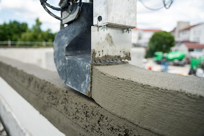 Als 3D-Druckbeton wird ein speziell entwickelter Transportbeton von einem Heidelberger Unternehmen eingesetzt.