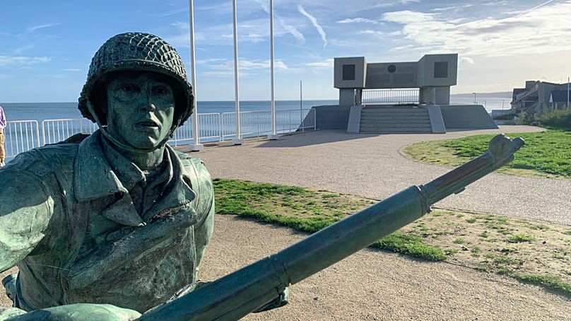 Das Wounded Soldier Memorial nahe Omaha Beach in Vierville-sur-Mer