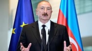 Президент Азербайджана Ильхам Алиев на пресс-конференции после встречи с федеральным канцлером Германии Фридрихом Мерцем в Берлине, 21 июля 2026 года