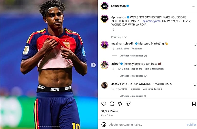 Publicação no Instagram sobre Lamine Yamal