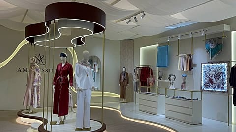 Photo of a garment manufacturing pavilion at the Nas Tex 2026 trade fair at Exhibition City in Damascus 2026