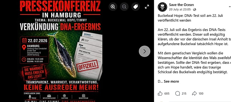 Facebook-Post zur Buckelwal-Pressekonferenz