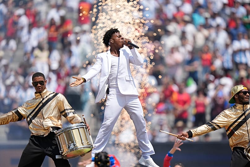 FILE: Influencer IShowSpeed performs before the World Cup final match between Spain and Argentina in East Rutherford, NJ, near New York, 19 July 2026