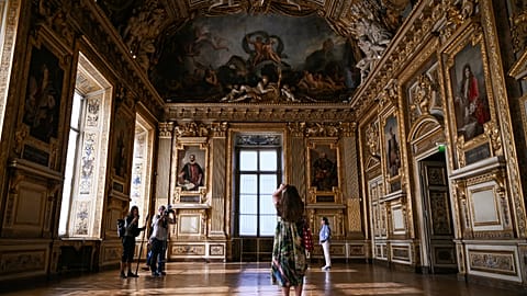 The Apollo Gallery at the Louvre Museum in Paris reopens to the public on Wednesday 22 July 2026. (Lou Benoist/Pool Photo via AP)