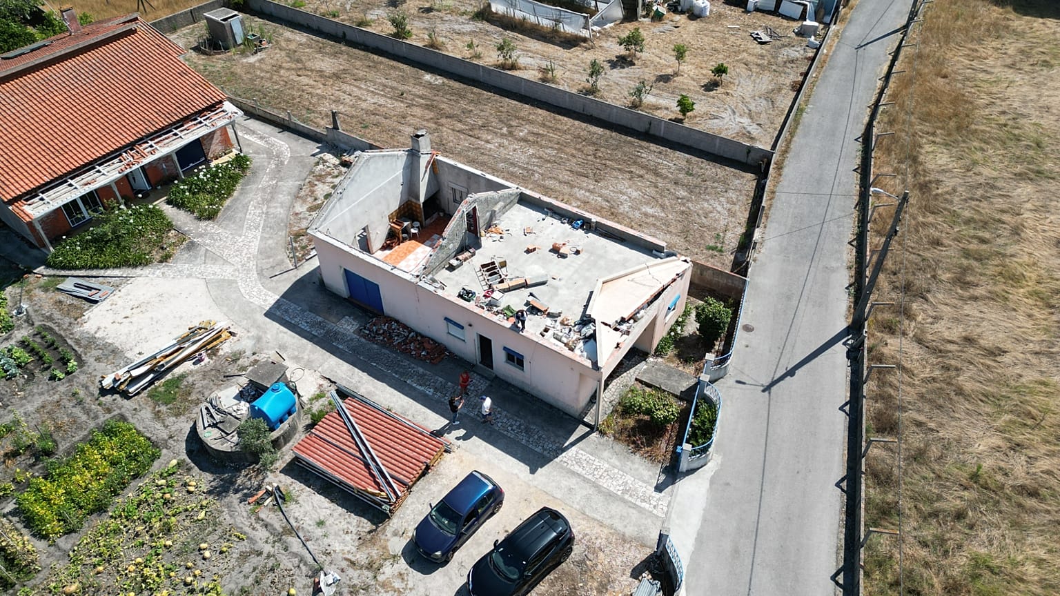 Vivienda destruida por la tormenta Kristin, Leiria, 23 de julio de 2026