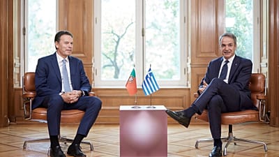 Ο πρωθυπουργός της Πορτογαλίας, Λουίς Μοντενέγκρο, και ο πρωθυπουργός της Ελλάδας, Κυριάκος Μητσοτάκης
