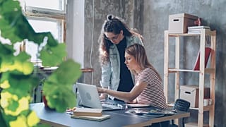 Two women entrepreneurs working together 
