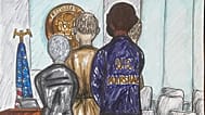 In this courtroom sketch, Andrew and Tristan Tate appear with their attorneys before judge Lauren Louis in Miami federal court, Monday, 20 July, 2026, in Miami.