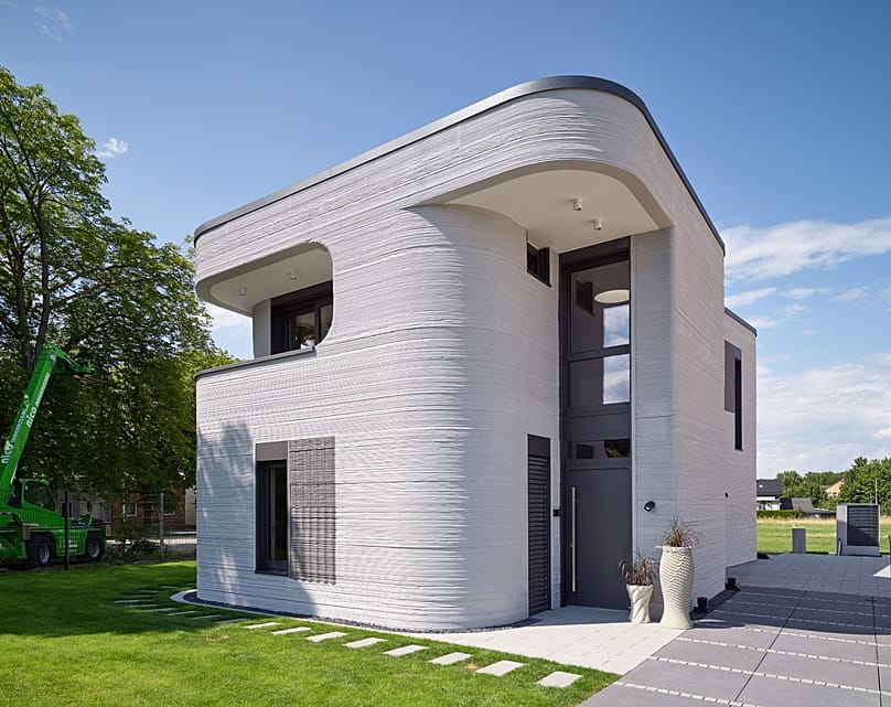 Mit dem Einfamilienhaus in Beckum wollten die Projektbeteiligten zeigen, welche Möglichkeiten der 3D-Gebäudedruck bietet.