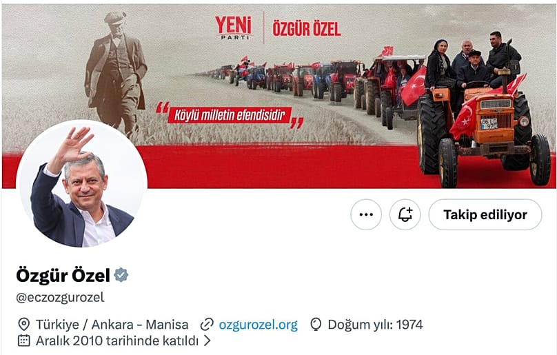 Özgür Özel'in X platformundaki profili