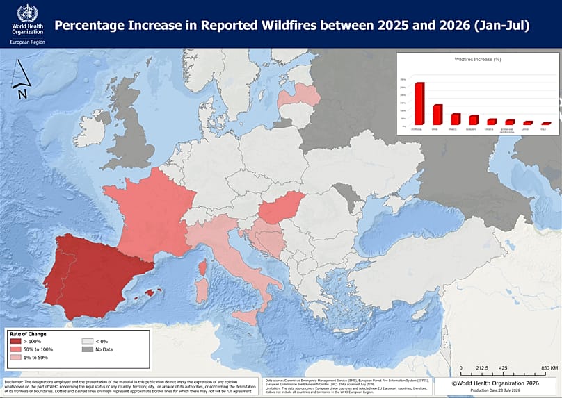 Percentage Increase in Reported Wildfires