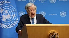 الأمين العام للأمم المتحدة أنطونيو غوتيريش يتحدث عن إصدار تقرير للأمم المتحدة حول الذكاء الاصطناعي خلال مؤتمر صحفي في مقر الأمم المتحدة يوم الأربعاء 1 يوليو 2026.