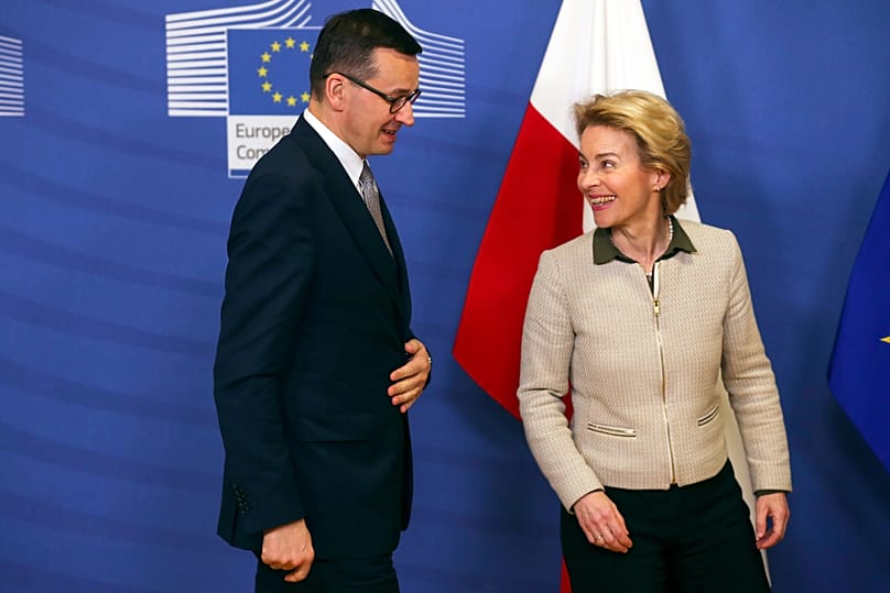 Mateusz Morawiecki lengyel miniszterelnök és Ursula von der Leyen uniós bizottsági elnök, 2020 február