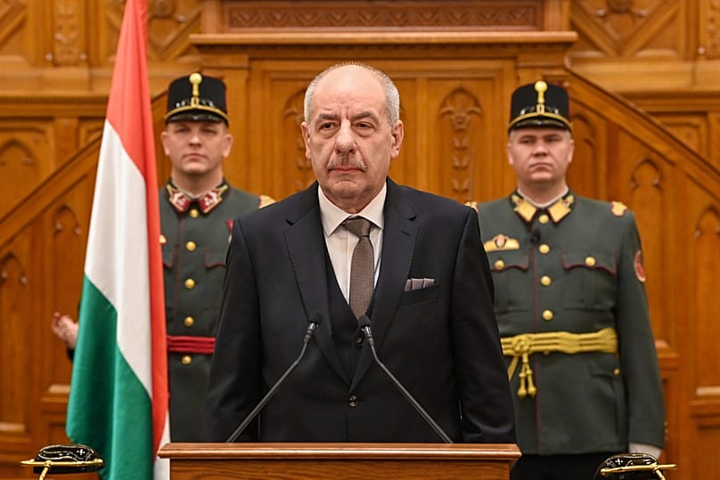 Ex-president Tamas Sulyok during his inauguration ceremony in Budapest, Hungary, Monday Feb. 26, 2024.