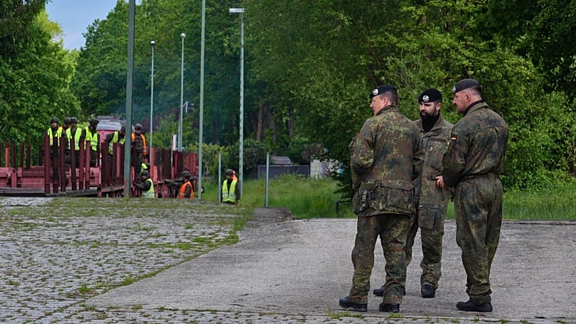 Lieutenant Colonel Kaufmann, Corporal Rogi and Staff Sergeant Kevin in Sennelager, 13 May 2026.