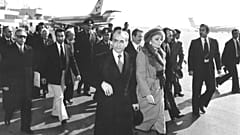 Jan. 16, 1979, Shah Mohammad Reza Pahlavi and Empress Farah at Mehrabad Airport in Tehran to leave Iran.