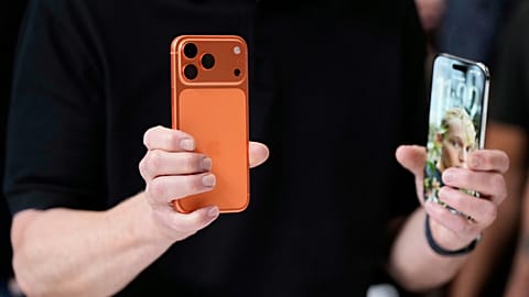 The iPhone 17 Pro and iPhone Air are displayed during an announcement of new products at Apple Park on Tuesday, Sept. 9, 2025, in Cupertino, Calif.